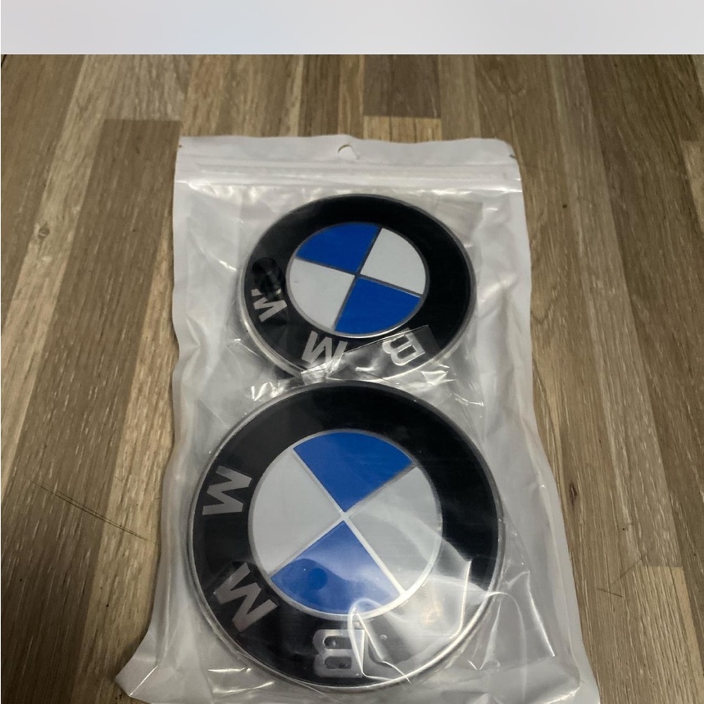 BMW Black and Silver Car Emblem